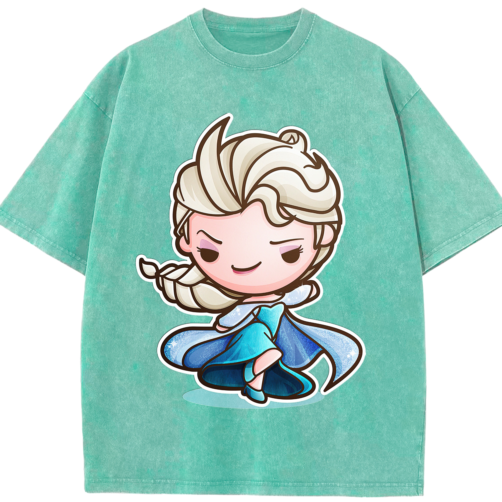 （画像用） アナと雪の女王 アンナ エルサ Frozen Anna Elsa 綿100% ヴィンテージ風 半袖Tシャツ（フロントプリント）